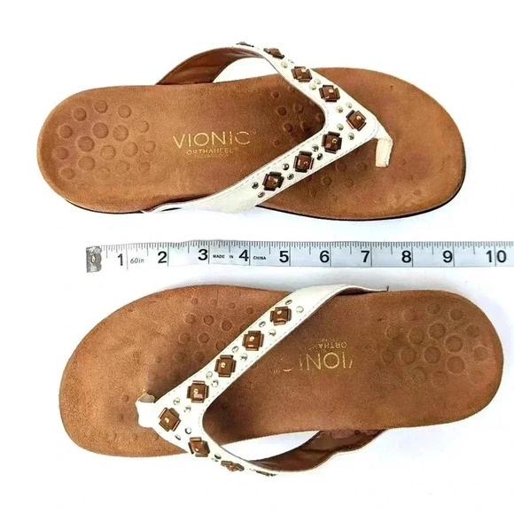 Vionic Floriana Geometric Stone Beaded Flip Flop Sandals - 6 - Picture 11 of 11